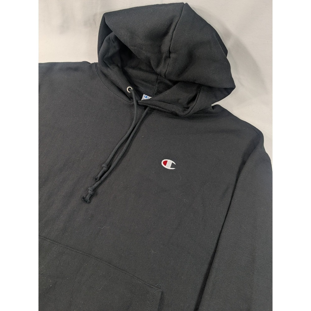 Vintage CHAMPION Reverse Weave Hoodie Sweatshirt Size 2XL Black 90s Blank